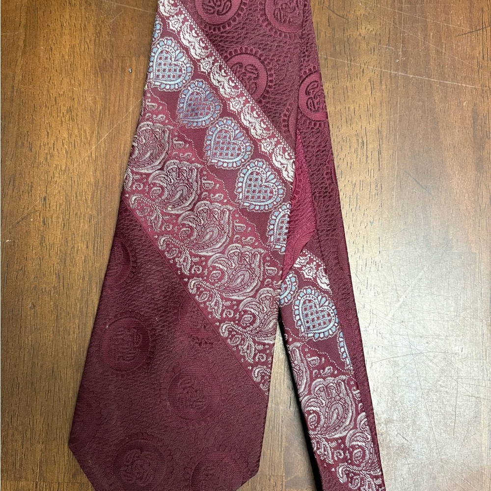 Vintage Wemlon by Wembley Men's Burgundy Paisley Geometric Woven Designer Tie